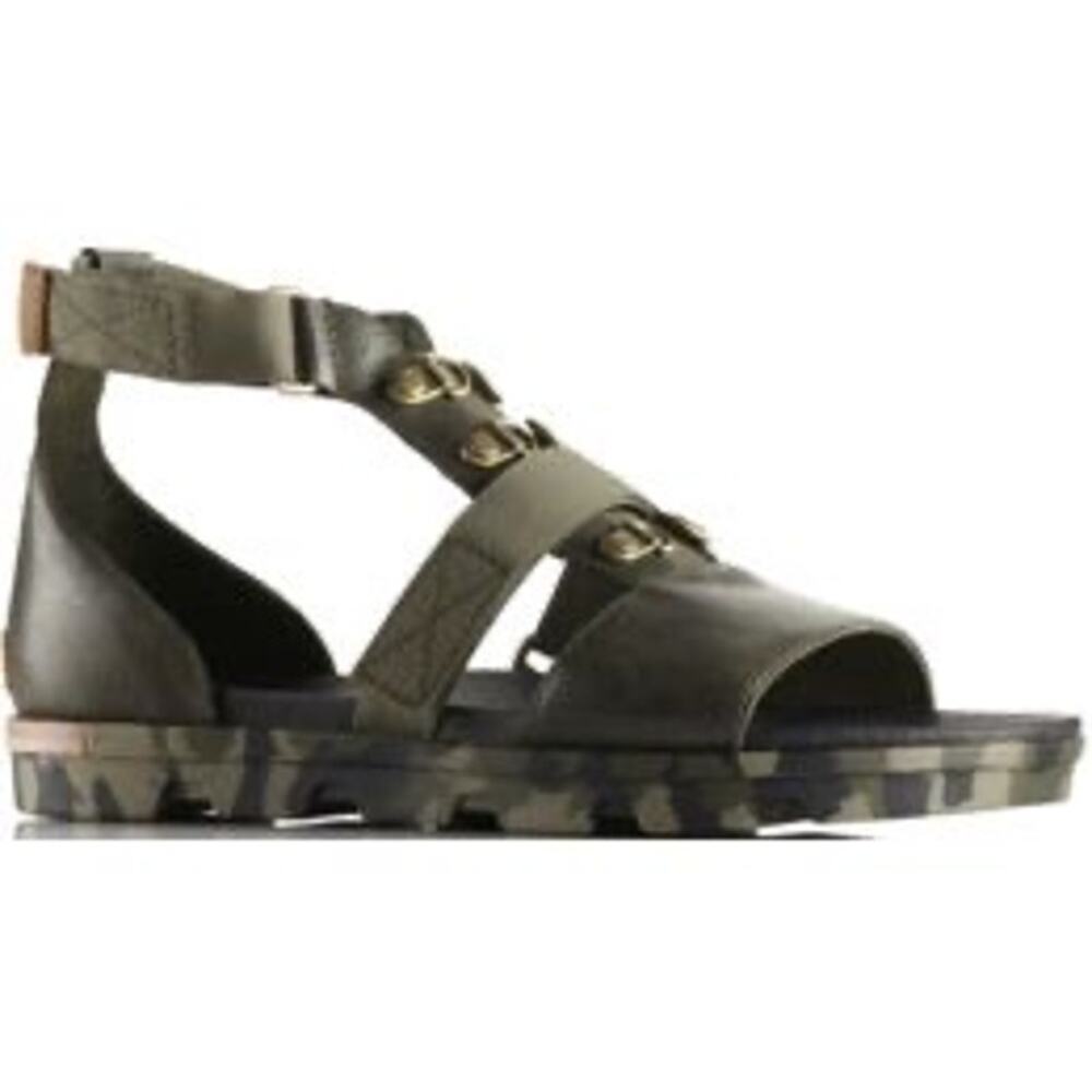 Sorel Torpeda Carly Gladiator Sandals Women's Size 7 Olive Green Camo Gorpcore